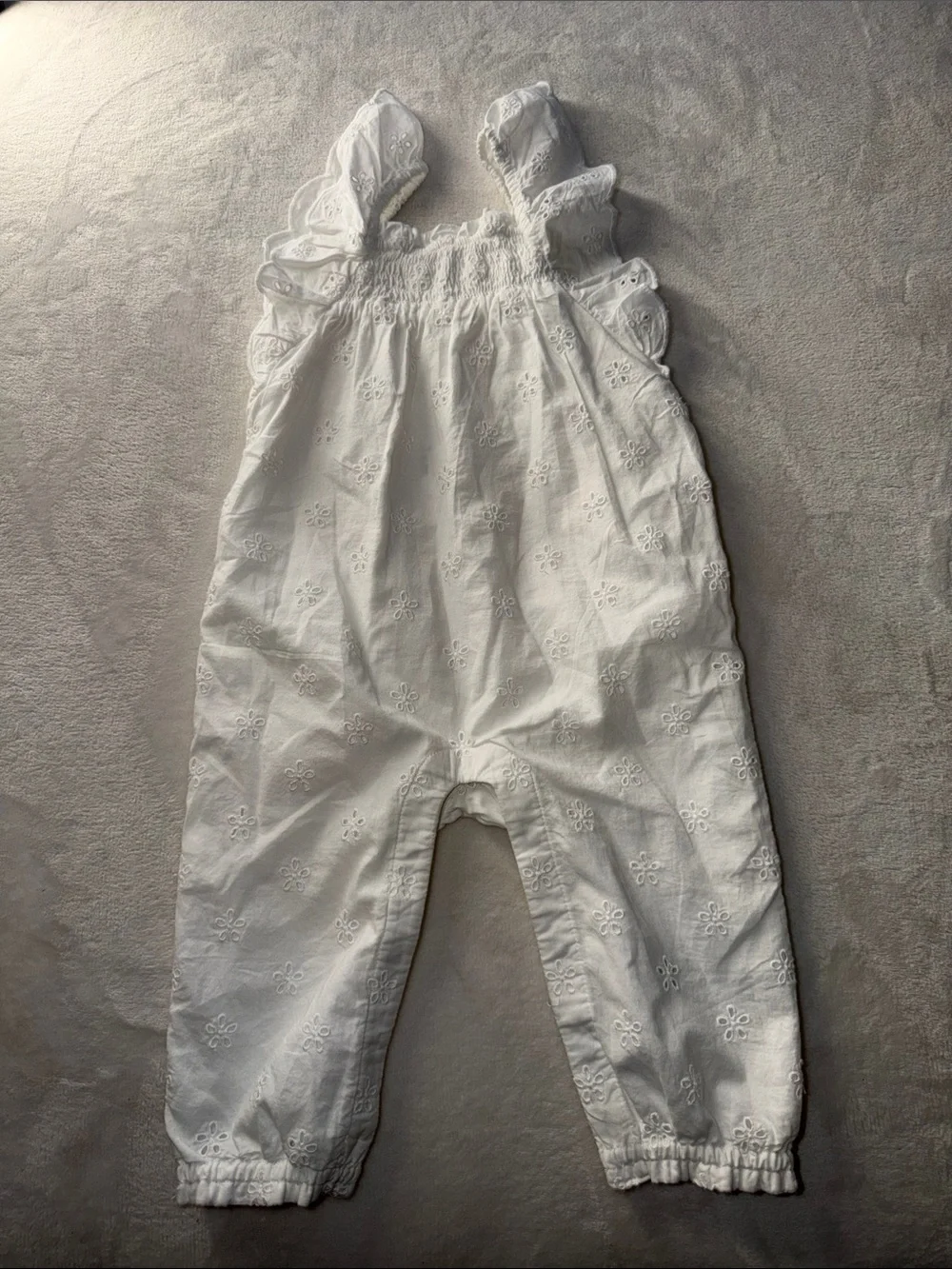 GAP White Eyelet Ruffle-Strap Romper